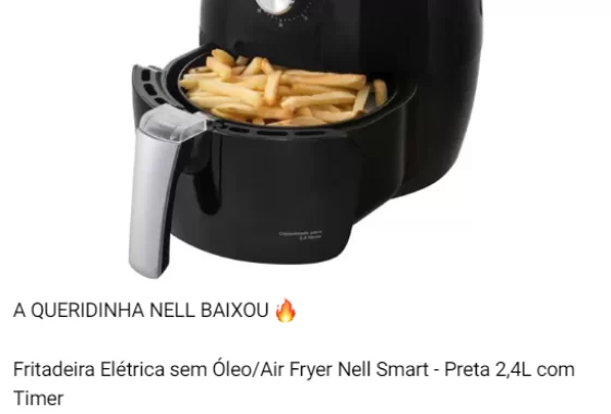 [Fritadeira Elétrica sem Óleo/Air Fryer Nell Smart - Preta 2,4L com Timer]