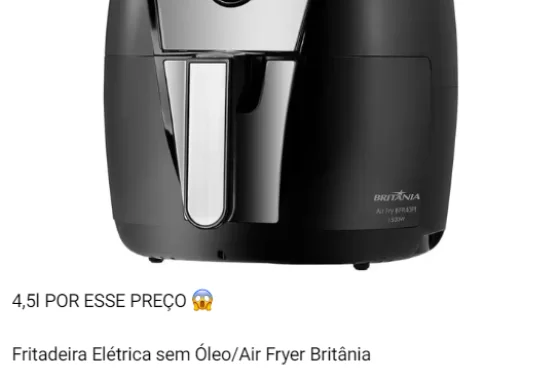 [Fritadeira Elétrica sem Óleo/Air Fryer Britânia - BFR40PI Preta 4,35L com Timer]